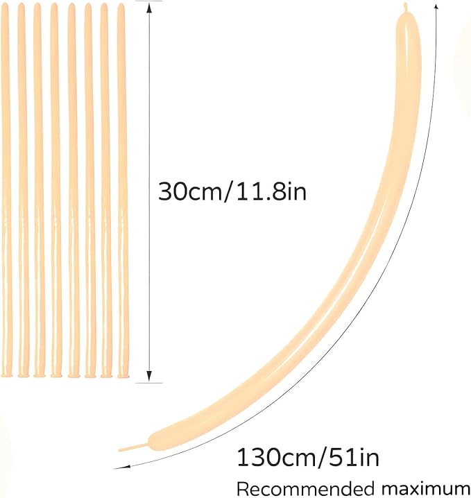 KAWKALSH 260 Nude Long Balloons for Balloon Garland Thickening Skinny Latex Twisting Animals Modeling Christmas Birthday Wedding Party Festival Decorations 100pcs