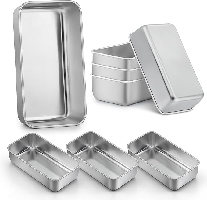 LIANYU Loaf Pans 9x5 Inch, 8 Pack Bread Pans for Baking, Stainless Steel Baking Pans, Loaf Tins for Homemade Bread Brownies and Pound Cakes, Dishwasher Safe