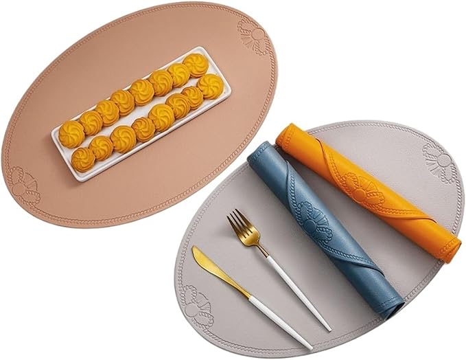 PVC Insulation Mat Oil Non-Slip Kitchen Placemat Accessories Coaster Tableware Pad Mug Dining Table Mat Napkin Home(A3,1 PCS)
