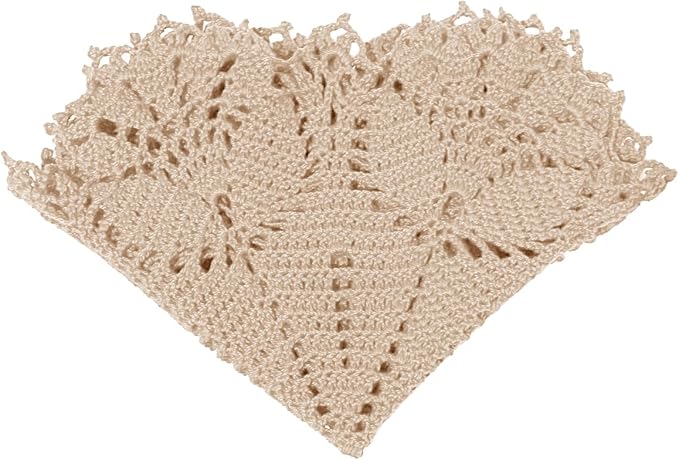 BIBITIME Tulip Flower Doilies Lace Doilies Kitchen Table Doily Mats Tablecloth Handmade Crochet Placemats Vase Dish Plate Mat (1 PC- 15 inches- 16 inches, Beige)