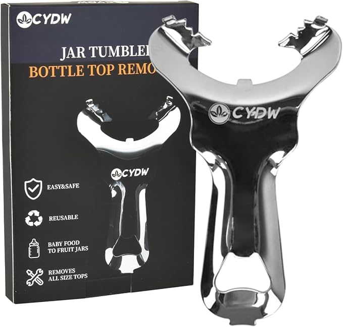 CYDW Mason Jar Opener Tool with No Lid Dents or Damage, Can Opener Manual Multi-Purpose, Easy Twist Manual Handheld Top Remover Utensil, Canning Supplies Tools and Bottle Opener, Made For Lifetime