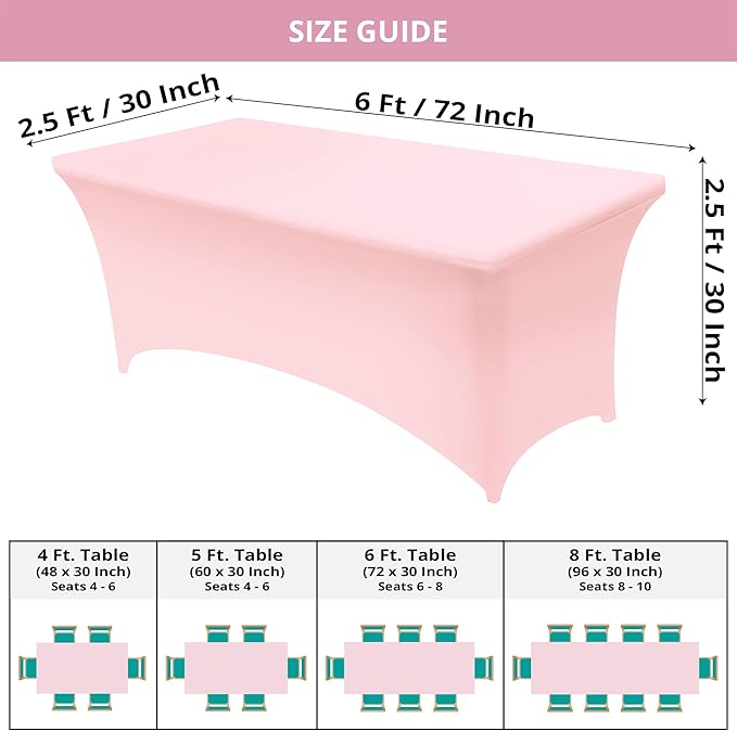 Utopia Kitchen Spandex Tablecloth 2 Pack [6FT, Pink] Tight, Fitted, Washable and Wrinkle Resistant Stretch Table Cloth Rectangle Cover for Trade Show, Weddings & Parties [72Lx30Wx30H Inch]