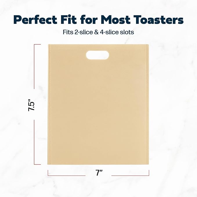 Reusable Toaster Bag - For Grilled Cheese Sandwiches, Pizza Rolls, + - Nonstick Toaster Bags Made of Teflon - BPA & PFOA Free Little Bags - Toaster Bags Reusable Up To 50 Uses (Set of 4)