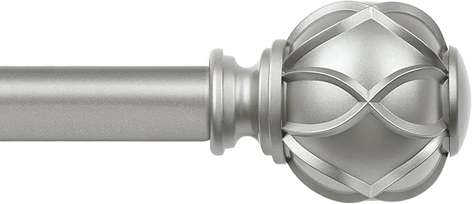 Curtain Rod 32 to 58 Inch, HOTOZON Heavy Duty Curtain Rods for Windows, Telescoping Single Drapery Rod with Netted Texture Finials, Antique Silver