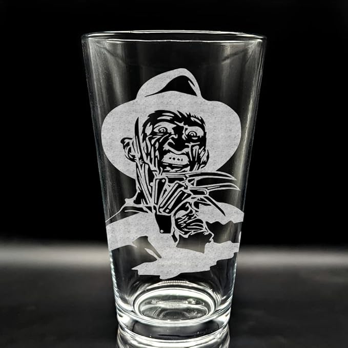 LumEngrave FREDDY KRUEGER Engraved Pint Beer Glass | Inspired by Horror Film Classic Scary Movies | Great Holiday Gift Idea!