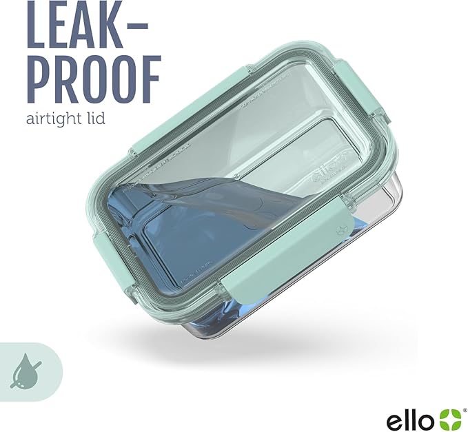 Ello Color Lock 7 Cup 4PC, 2 Pack Glass Meal Prep Sets Leak-Proof Glass Food Storage Containers with Airtight BPA-Free Plastic Lids, Dishwasher, Microwave, and Freezer Safe, Desert Festival