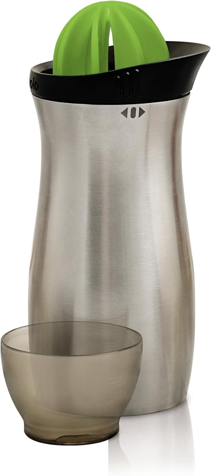 Tovolo Cocktail Shaker Stainless Steel (24 oz.) - Built-In Citrus Reamer, Strainer, & Jigger / Gadget for Bar Cart, Bartending, Home Bar, Mixology, Kitchen, & Gifting