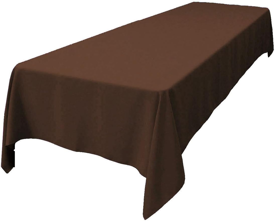 LA Linen Polyester Poplin Washable Rectangular Tablecloth, Stain and Wrinkle Resistant Table Cover 60x144, Fabric Table Cloth For Dinning, Kitchen, Party, Holiday 60 by 144-Inch, Brown