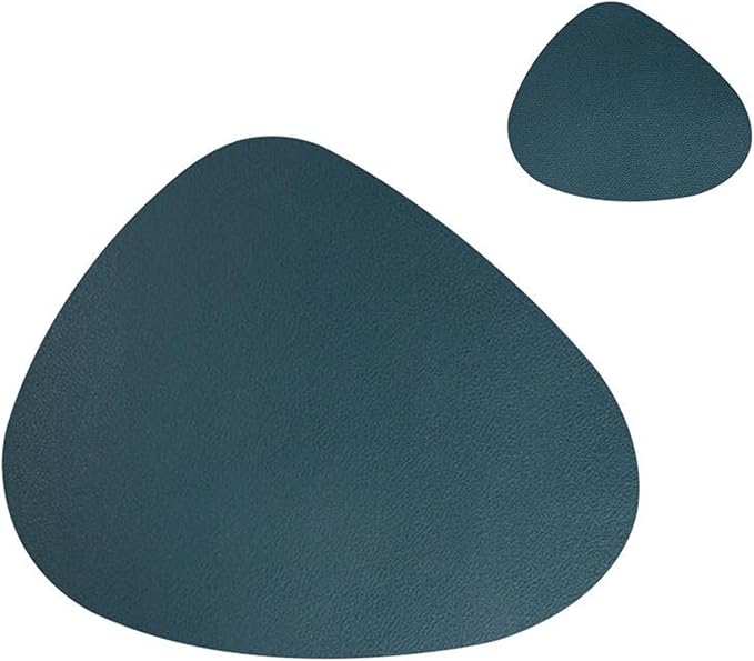 Placemat Table Mat Tableware Pad PU Leather Waterproof Heat Insulation Non-Slip Placemat Soft Black Brown Washable Bowl Coaster(Green)