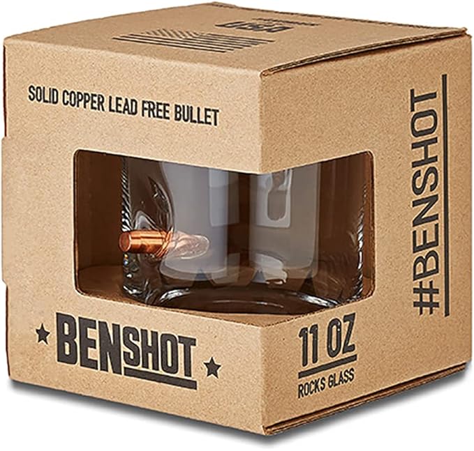 BenShot Bulletproof Dad Rocks Glass with Real .308 Bullet - 11oz | Made in the USA