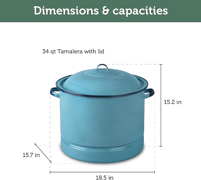 Cinsa 6-Piece Enameled Steel Cookware Set with Steamer, Dutch Oven, and Multi-Use Dish, Turquoise Blue