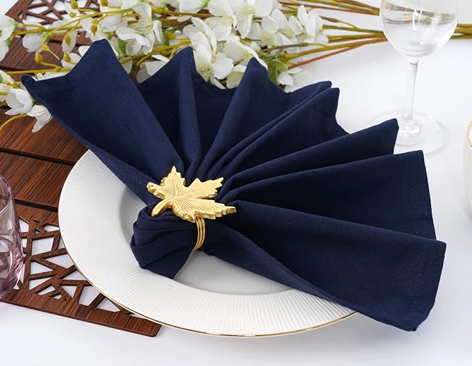 Blue Needles Solid Cloth Napkins Set of 6 Navy Blue 100% Cotton Dinner Napkins 18x18 inches - Soft, Reusable, Absorbent & Washable Linen, Ideal for Christmas Events, Parties & Everyday Use