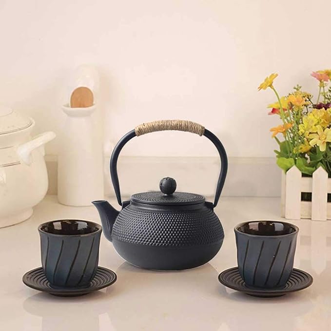 Hwagui - Japanese Cast Iron Teapot With Stainless Steel Infuser For Loose Leaf Tea And Teabags, Cast Iron Tea Kettle Stovetop Safe, 600ml/20oz