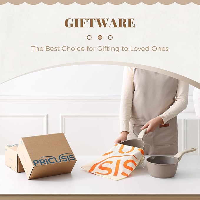 Nonstick Saucepan Set with Lids, 2QT and 2.7QT Ceramic Sauce Pan Set, Non Toxic Sauce Pots with Pour Spouts for Multipurpose Use, PTFE, PFOA & PFAS Free, Induction Compatible, Apricot