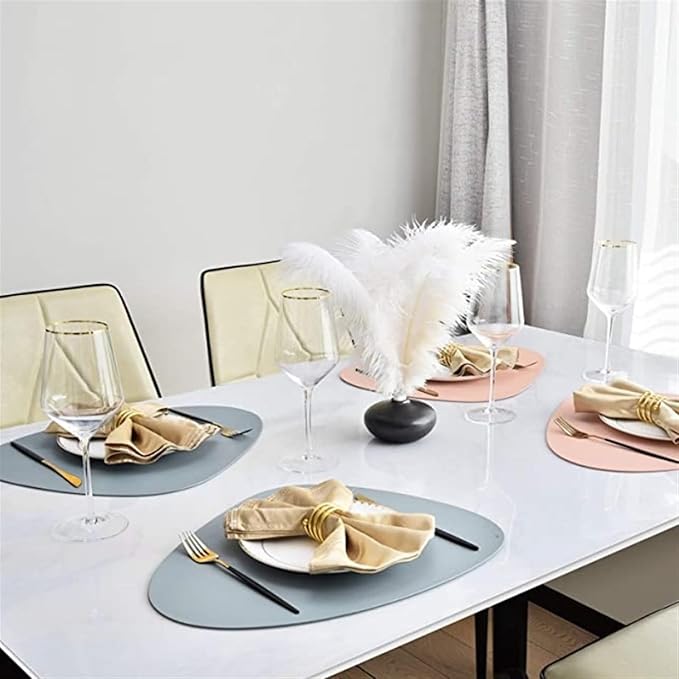 Waterproof & Oil-Proof PU Leather Table Mat Set - Non-Slip & Heat-Insulation Pad with One Coaster Ideal for Table Decor(Red)