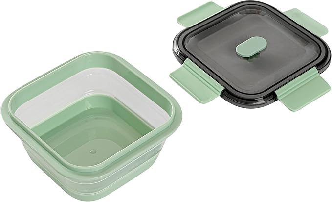 Restaurantware-Fresh Hero 23.8 Ounce Storage Containers, 1 Durable Airtight Food Containers - Microwavable, Freezable, Green Plastic, Collapsible, Dishwashable, With Vented Lids