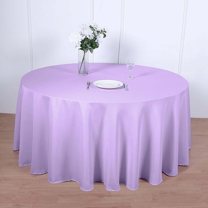 Efavormart Round Tablecloth, 120 Inch Stain & Wrinkle Resistant Washable Table Cloth, Decorative Polyester Fabric Table Cover for Banquet, Wedding, Dining - Lavender