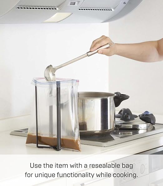 YAMAZAKI Home Tower Kitchen Multi Eco Stand - Multifunctional Plastic Bag Holder Bottle Dryer - Steel