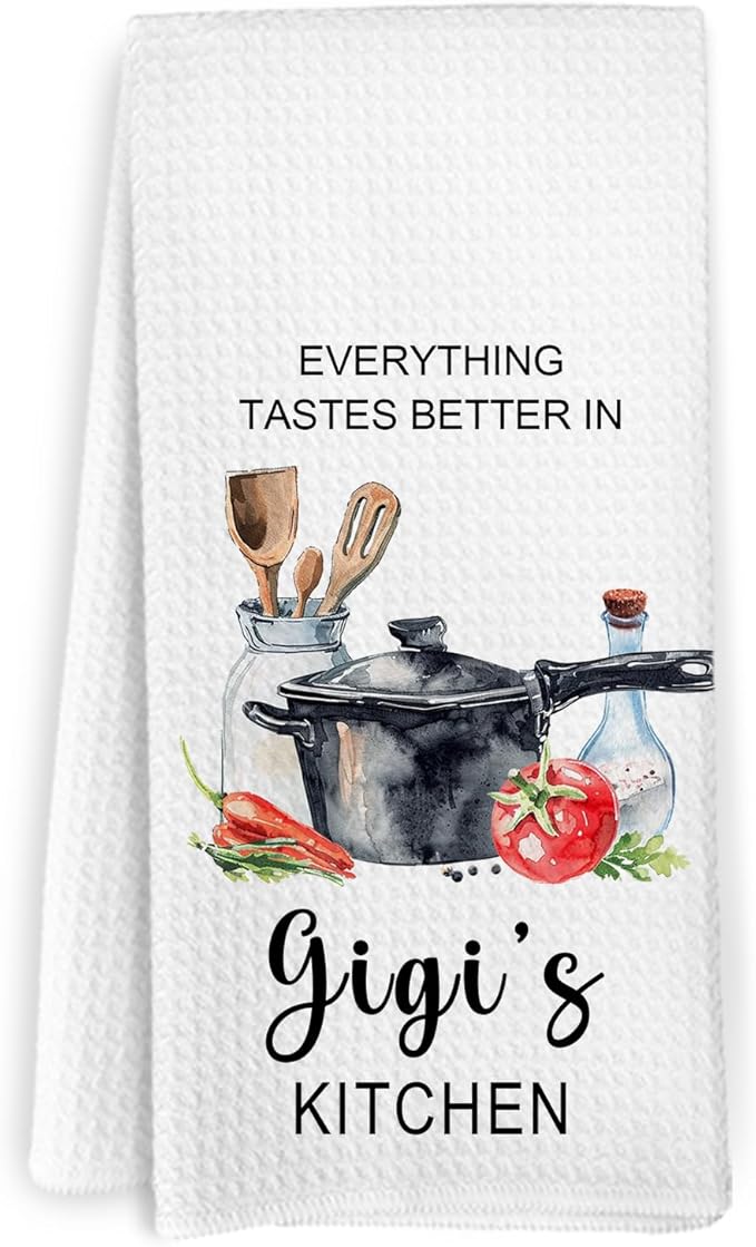 Gigi Gifts Kitchen Towels, Gigi Gift for Grandma, Mothers Day Birthday Gifts for Grandmother Grandma, Grandmas Decorative Dish Hand Tea Towels for Kitchen Decor, 16x24 Inch