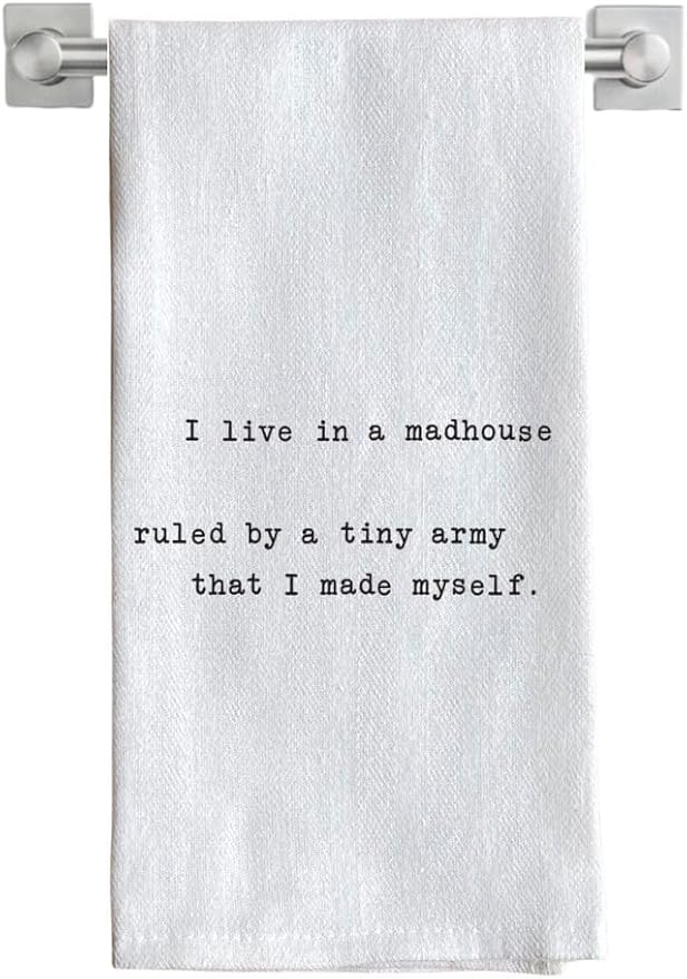 Funny Kitchen Towel for Drying Dishes and Hands - 20"x25" Soft Tea Towel (I Live in A Madhouse)