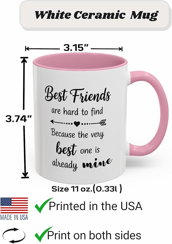 Best Friends Quote Coffee Mug, Best Friends Are Hard to Find Quote, Friendship Gift for Her, Funny BFF Birthday Mug