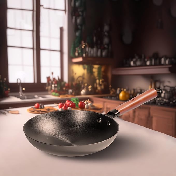 WANGYUANJI Cast Iron Skillets,10" Frying Pan No Coating Durable Egg Omelet Skillet, Steak Skillet Fast Heating Chef Cooking Pan for All Cooktops-Cast Iron Pan (Black)