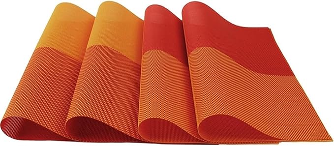 Table Placemats Set of 1/4/6 PVC Heat- Place Mat Washable Kitchen Table Mats Suitable for Dining Table Kitchen(KP Grey Coffee,30X45CM_6PCS)