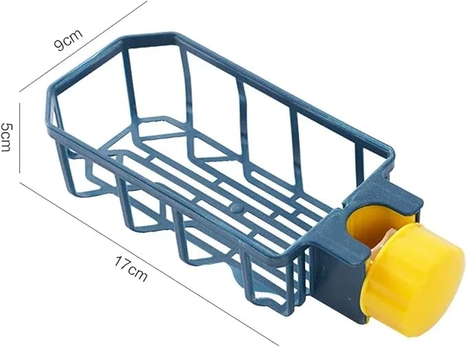 Adjustable Kitchen Sink Drain Rack Sponge Storage Faucet Holder Soap Drainer Shelf Basket Organizer Bathroom Accessories(Short-Blue)