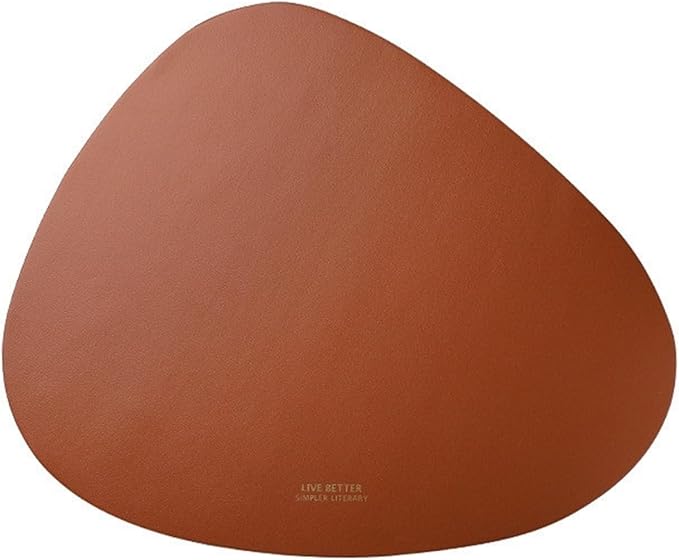 Decorative Coffee Coasters PU Leather Placemat European Style Table Mat Home Decoration(Brown Big)