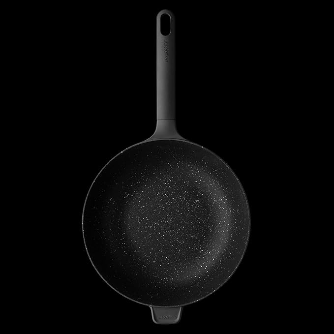 BergHOFF GEM Non-Stick Cast Aluminum Stir-Frying Pan 11" 4.1 qt. Black Stay-Cool Handle, Hanging Loop Ferno-Green, PFOA Free Coating Induction Cooktop Fast Heating
