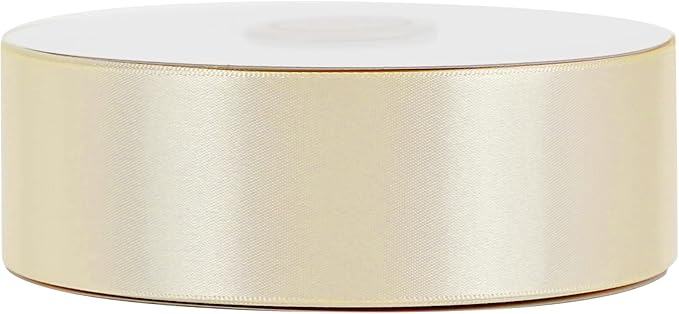 MEEDEE Ivory Satin Ribbon 1-1/2 Inch Ivory Ribbon Lux Double Faced Satin Ribbons by 50 Yards Beige Polyester Satin Ribbons for Crafts, Weddings, Flower Bouquet, Holiday Decorating