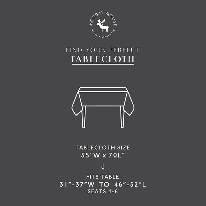 MONDAY MOOSE Plaid Farmhouse Picnic Grid Style Decoration Rectangle Natural Stonewashed Cotton Tablecloth for Kitchen, Dining Room, Restaurant (55x70 inch, Charcoal Grid)