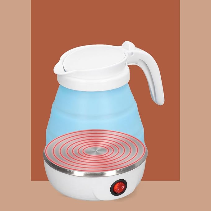 Folding Electric Kettle, 0.6L 400W US Plug 110V Slim Foldable Design for Travel Portable Hot Water Kettle (Blue)