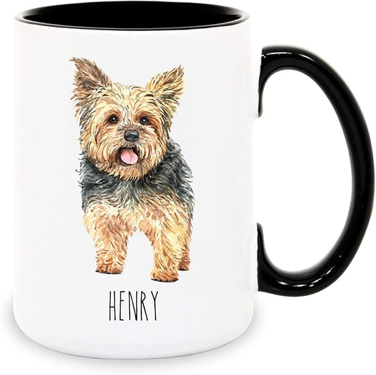 Yorkshire Terrier Custom Coffee Mugs with Name for Dog Mom Dad - Personalized Yorkie Gifts for Best Friends - Grandma Grandpa Present (Yorkshire Terrier)