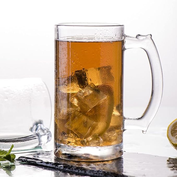 Heavy Beer Mugs Set, 16oz Glass Mugs With Handle, Beer Glasses For Freezer, 500ml Beer Drinking Glasses, Traditional Stein For Bar, Alcohol, Beverages,Coffee, Teas, Set of 6