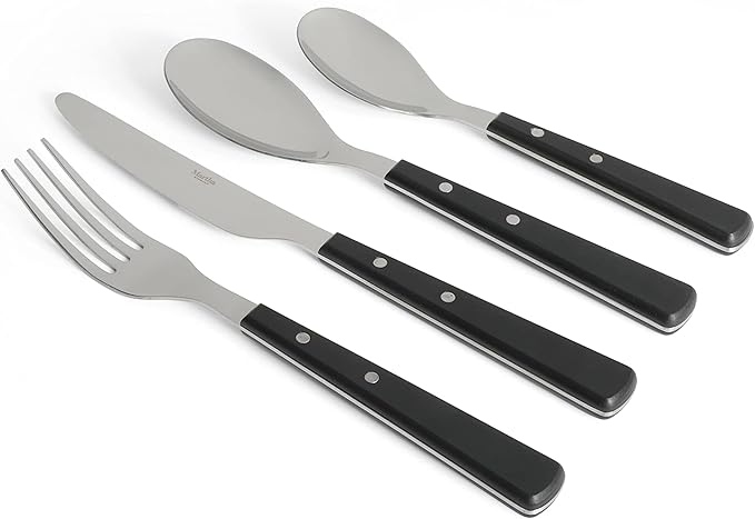 Martha Stewart Watercliffe 16 pc Flatware Set Stainless Steel w/ABS Handle - Black