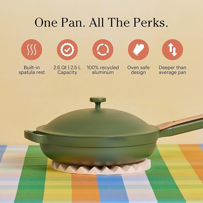 Our Place Always Pan 2.0 | 10.5" Ceramic Pan with Modular Lid, Steamer Basket & Spatula | Patented 10-in-1 Nonstick, Non-Toxic Cookware Made Without PFAS | Induction & Oven-Safe up to 450°F | Sage