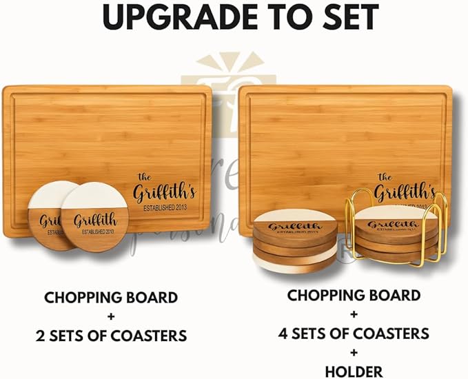 Personalized Cutting Board, Custom Bamboo Engraved Charcuterie Boards - Present for Wedding, Bridal Shower, Anniversary, Housewarming Gift Idea for Couples, Engraved Chopping Boards.
