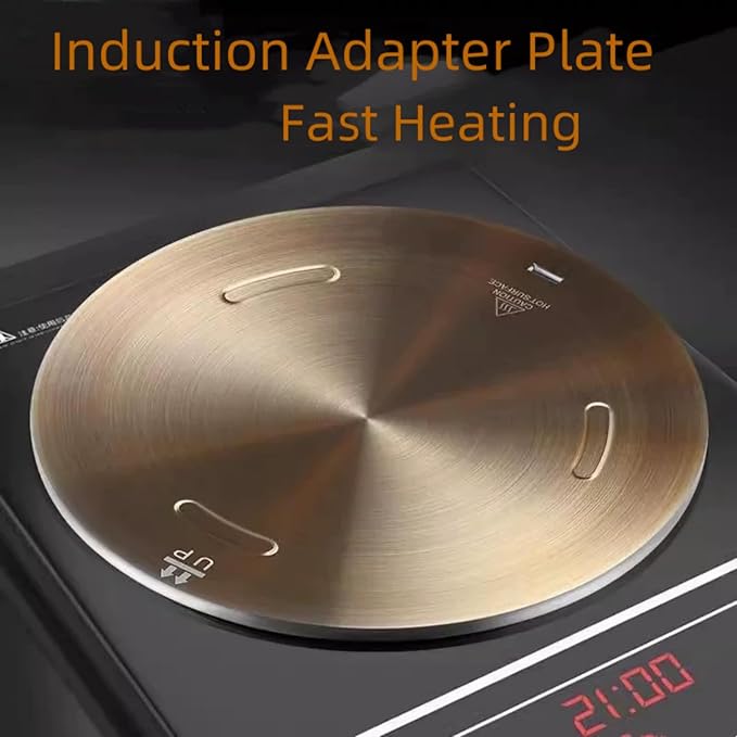 Induction Adapter Plate, Lifenergric Heat Diffuser Simmer Plate for Glass Electric Stove Top Heat Diffuser with Removable Handle, Induction Converter Disk for Cookware Accessories 7.9inch