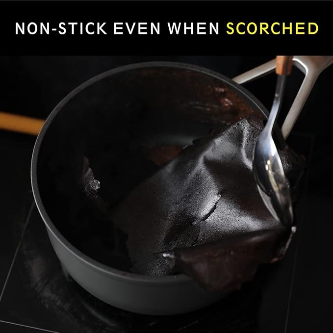 MsMk 6QT Stock Pot with Glass Lid, Burnt also Nonstick, Lasting Non stick, Oven safe to 700°F, Induction, Scratch-resistant Durable PFOA Free Non-Toxic