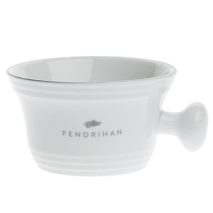 Fendrihan Porcelain Apothecary Shaving Mug, Hand-Painted Rim (Grey)