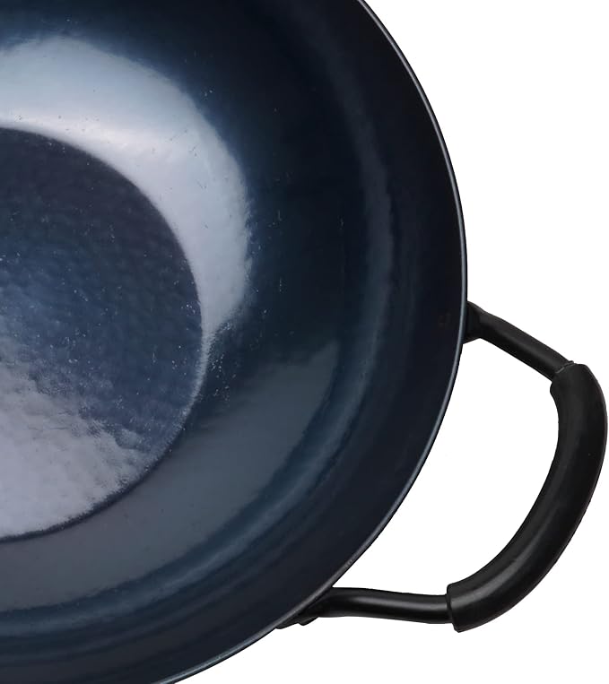 臻三环 ZhenSanHuan HandHammered Iron Wok Flat Bottom Induction Suitable (32cm 2 handles)
