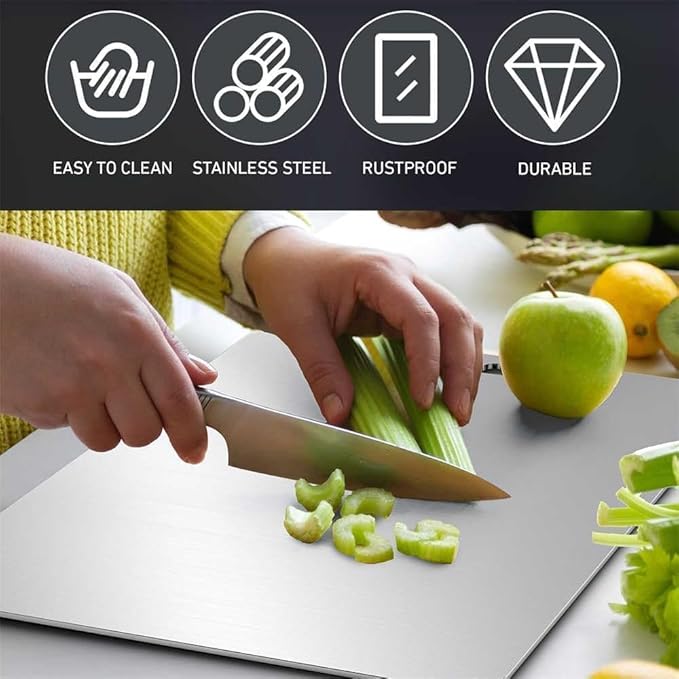 Titanium Cutting Board,100% Pure Titanium Cutting Boards for Kitchen, 2025 New Double Sided Food-Grade Chopping Board for Cutting Meat Vegetable Fruit (12"L x 9"W)