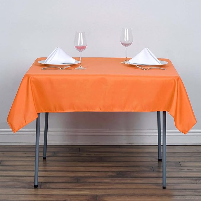 Efavormart 54x54 Orange Wholesale Linens Seamless Polyester Square Linen Tablecloth for Wedding Banquet Party Restaurant