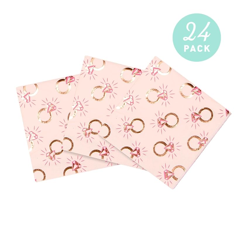 Stag & Hen Bachelorette Party Napkins | 24 Pack, 3-Ply Disposable Beverage Napkins | Put a Ring On It Cute Tableware, Party Decor | Bridal Shower Gift, Engagement Party Favors, Ideas