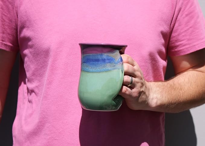 Clay in Motion Handwarmer Mug (Left Hand, Mossy Creek)