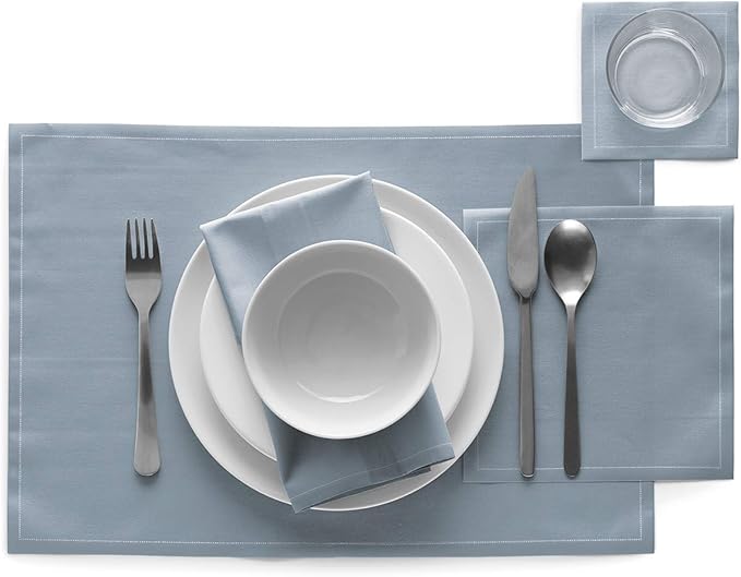 My Drap Cotton Cocktail Napkins On A Roll, Tear & Serve, Foggy Blue (Small 4.5x4.5 Inch) 50 Luxury Disposable Bar Napkins, Perfect for Serving Drinks & Cocktails, Elevating All Your Parties & Events.