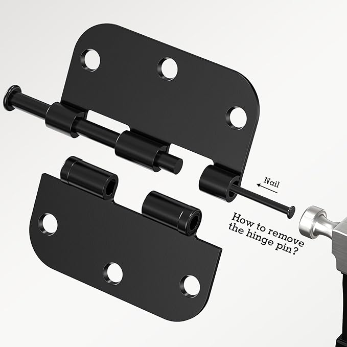 6 Pack No Squeak Matte Black Door Hinges 3.5 Inch 5/8"Radius Round Ball Bearing Interior 3-1/2"Flat Iron Bifold Residential Standard Bedroom Indoor for Doors 3 ½" Hardware House Home Decor Essentials