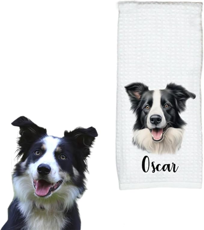 Custom Dog Kitchen Towel Adorable Decorative Towel Featuring Your Dog's Photo and Name The for Dog Lovers