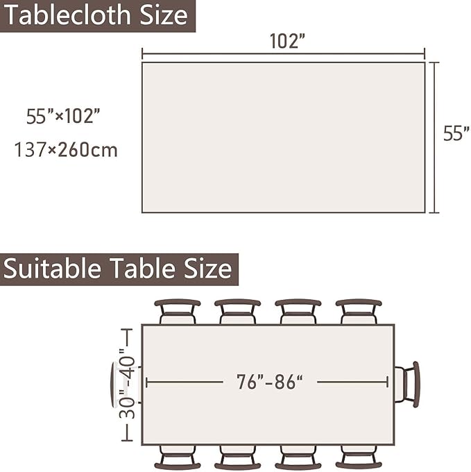 SIELUNO Farmhouse Tablecloth Cotton Linen Waterproof Burlap Table Cloth Rectangle Table Cloths for Kitchen Dinning Tabletop Decoration-Coffee Stripe-Rectangle, 55''x102'', 8-10 Seats